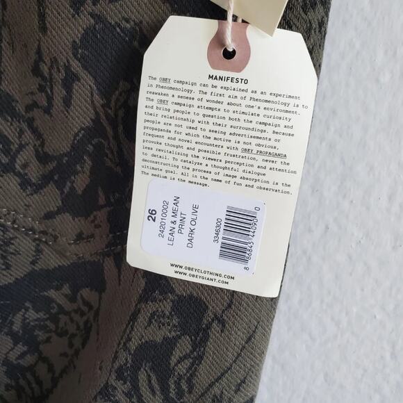 NWT OBEY Lean & Mean Print Skinny Fit Pants - Picture 7 of 7